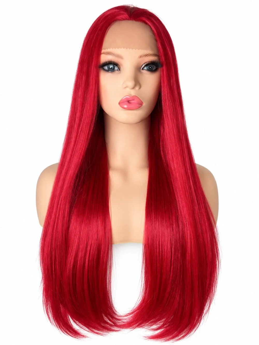 Long Straight Women's Wig in Vibrant Red - Sleek Full Coverage 26 inches long